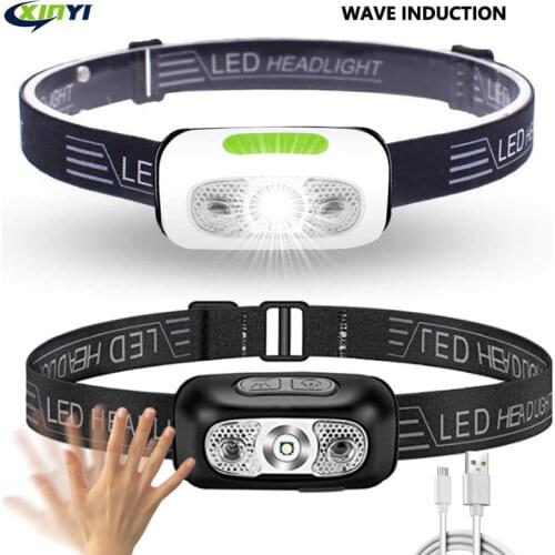 Body Motion Sensor 1000LM Mini LED HeadlampWith USB Rechargeable Headlight 2ModesCamping Flashlight Head Light Torch Lamp