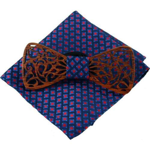 Fashion Western Wood Gentleman Pocket Square Bow Ties Handmade Butterfly Wedding Party Bow Ties Butterfly Wooden Unique Tie