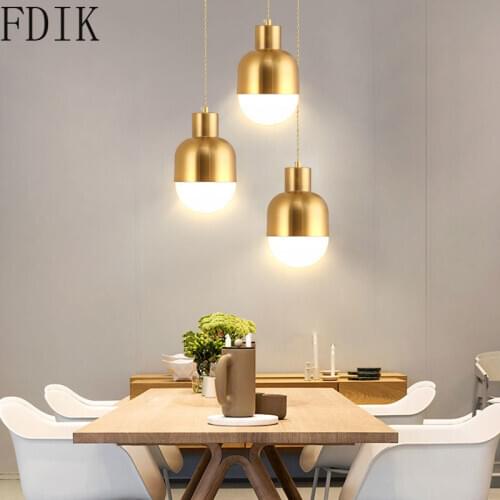 Nordic Wrought Iron Pendant Light Creative Gold Small Hanging Lamp Bedside Bar Clothing Store Lighting Home Decor Luminaire E27