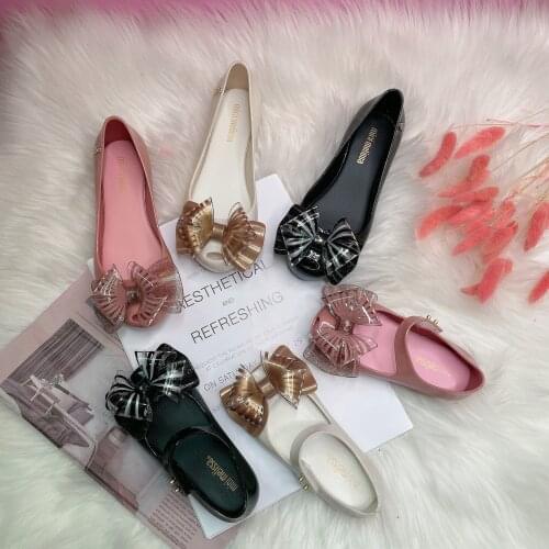 2020 New Matching Sister Melissa Jelly Shoes Childrens Classcia bow Candy Shoes Girls Fashion Beach Shoes for Kids HMI063