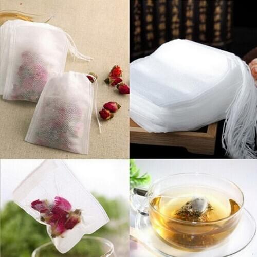 Disposable Tea Bags 5.5 x 7cm Food Grade Empty Tea Bags Drawstring Pouchs Medcine Bag Heat Seal Non-woven Filter For Herb Tea