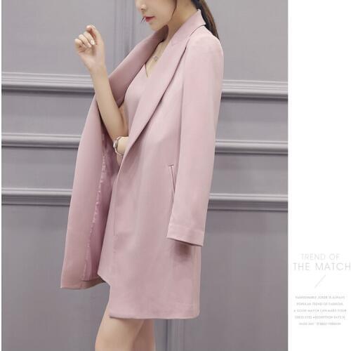 2019 Autumn Winter High Quality Women Overcoat Pink Color Elegant OL Trench