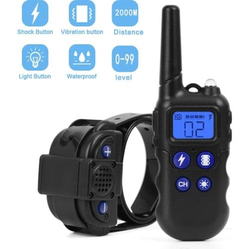 2km Dog Training Collar With Walkie-Talkie Rechargeable Dog Shock Vibration Beep Waterproof Training Collars for large small dog