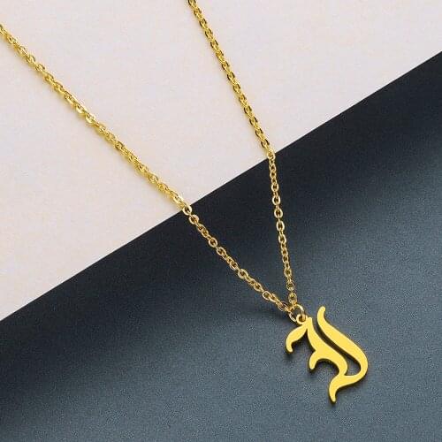 Chandler 1pc Stainless Steel Jewelry Choker Necklace Letter Necklace Women Chain Female Nameplate Old Letter I Pendant Necklaces