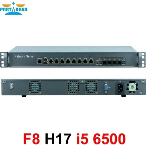 8 LAN firewall appliance intel core i5 6500 for pfSense with 1u rackmount case 4 SFP ports firewall hardware 8GB Ram 128GB SSD