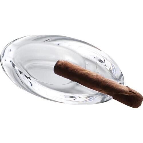 Crystal Glass Cigar Ashtray Patio Heavy Handmade Pasabahce Luxury Outdoor Indoor Home Office Oval Ashtray