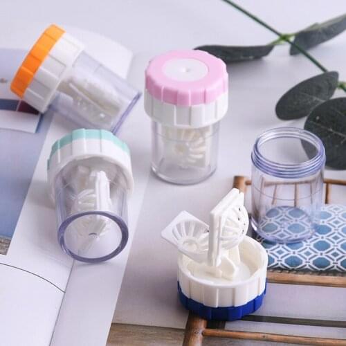 Contact Lens Cleaner Case Box Manual Rotation Type Plastic Container Storage Holder For Travel Eyes Kit Accessories