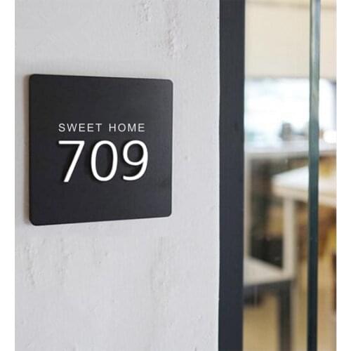 Door Plates Floor Room House Number Sign Acrylic Wall Sticker Post Numbers Address Plaque Modern Digital Alphabet Home Custom