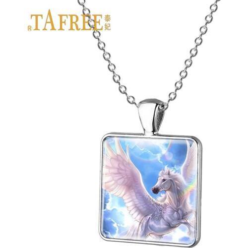 TAFREE Women Fashion Unicorns Metal Necklace Ties Wedding necklace party Fantasy Pegasus womens pendant Necklace jewelry UN19