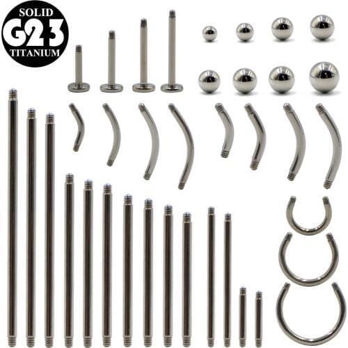 G23 Titanium Straight Barbell Replacement Accessories Ball Body Piercing Jewelry 14G 16G Belly Bar Nose Ring Tongue Lip Retainer