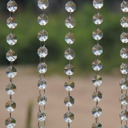 Top Quality 60m Clear DIY 14MM Octagon Beads Glass Garland Strands Crystal Beads Curtain Wedding Decor Crystal Chandelier Parts