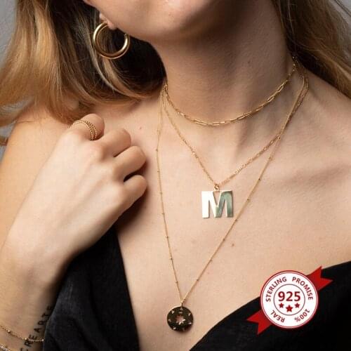 YUXINTOME 925 Sterling Silver Chain Necklace Geometric Choker Necklace For Women Minimalist Fashion Jewelry Accessories Gift