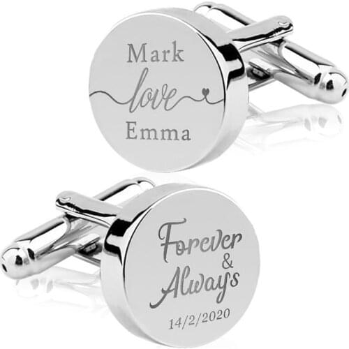 Engrave Initial Cufflinks for Wedding Birthday Groomsmen Gift Stainless Steel Cufflinks Statement Jewelry