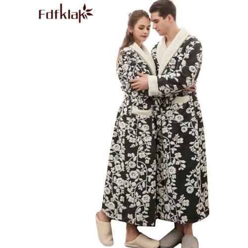 Fdfklak Dressing gowns for women plus size couples bath robe winter flannel robes men or womens bathrobe home clothes 3XL