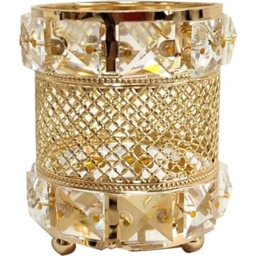 Gold/ Silver Cosmetic Brush Holder, Crystal Vanity Tool Display Organizer Contai M17F