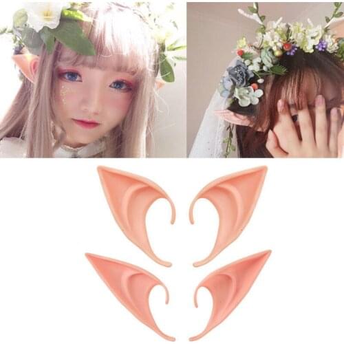 1 Pair Halloween Party Elven Elf Ears Pointed Anime Fairy Cosplay Costumes Accessories Vampire Soft Christmas Party Decor