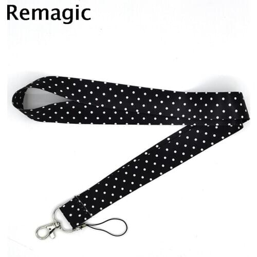 20pcs Wave point Cartoon Keychain Lanyards Id Badge Holder ID Card Pass Mobile Phone USB Badge Holder Key Strap 1PCS