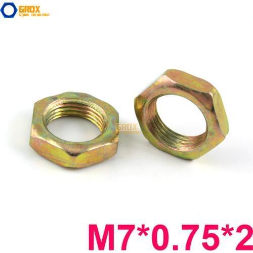 200 Pieces M7*0.75*2 Thin Nut Fine Thread Carbon Steel Color Galvanized