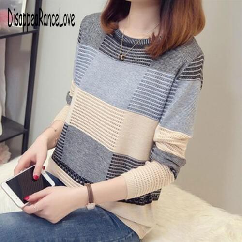 2021 Striped Sweater Pullovers Collision Colour Sweaters Kintted Autumn Ladies Casual Knit Sweater Women Cloth
