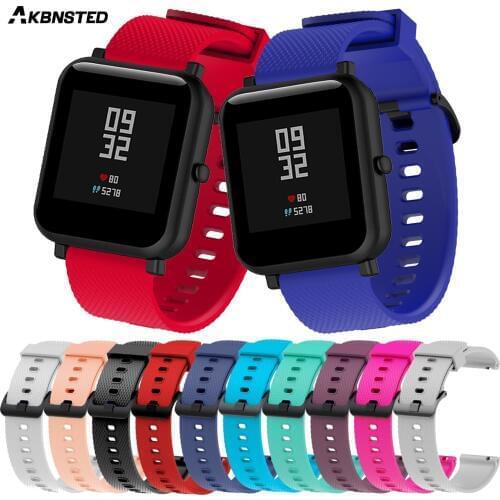 AKBNSTED 20MM Silicone Strap Replacement Watch Band For Xiaomi Huami Amazfit Bip/GTS/GTR 42MM Wristband For Garmin Vivoactive 3