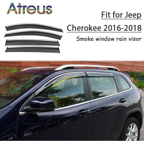 Atreus 1set ABS For 2018 2017 2016 Jeep Cherokee Accessories Car Vent Sun Deflectors Guard Smoke Window Rain Visor