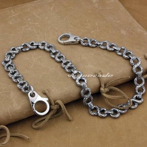 Shiny Silver Fashion Clasps Solid 316L Stainless Steel Cool Mens Gothic Eight Type Wallet Chain 4B006WC2 -- 14"~36"
