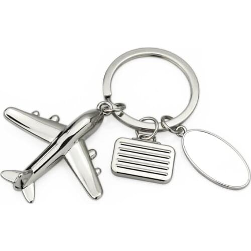 Airplane Model Luggage Tag Key Ring Metal Plane Keychain Unisex Civil Aviation Pilot Gift Aircraft Key fob Airline Promo Gifts