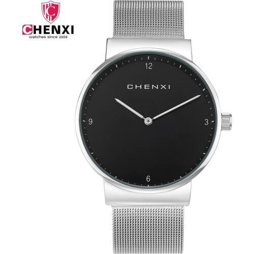 CHENXI Brand Luxury Men Women Watches Black Ultra Thin Clock Casual Wristwatch Lovers mesh band Sports relogio masculino Watch