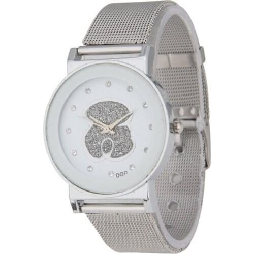 Relogio 2021New Luxury Brand Watch For Women Casual Full Steel Quartz Bear Watch Women Silver Crystal Womens Watches Reloj