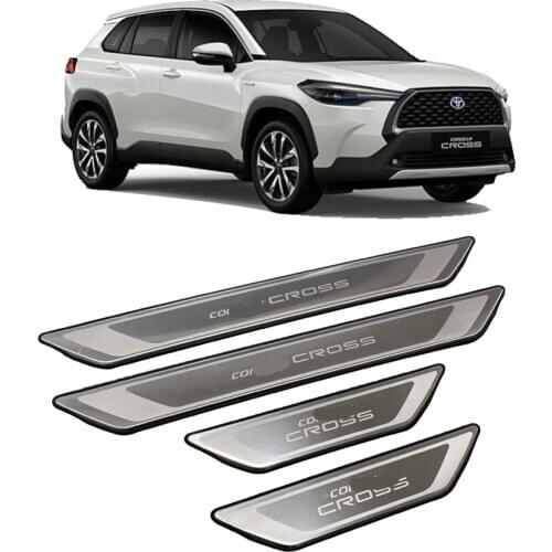 For Toyota Corolla Cross 2020 2021 Accessories Door Sill Plate Welcome Foot Pedal Cover Stainless Steel 4pcs