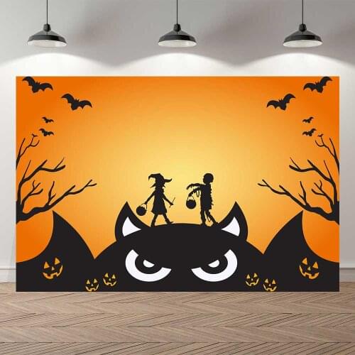 Seekpro Happy Halloween Birthday Spider Candy Pumpkin Zombie Bat Owl Background Bat Moon Light Night Photo Backdrop Photogiaphy