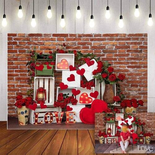 Mehofond Photography Background Valentines Rose Brick Wall Love Heart Baby kids Child Portrait Birthday Backdrop Photo Studio