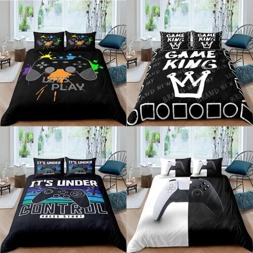 Gamepad 3D Bedding Set Black White Duvet Cover Gamer Bedding Set Young Player 2/3Pcs Comforter Cover With Pillowcase King Size