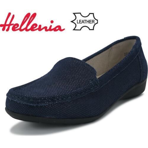 Hellenia Fashion Brand soft Leather Women Shoes Comfort Round Toe handmade soft Sole Shoe Travel Shoe Women Footwear Size 36 -41
