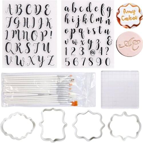 Cake Decorating Tools Alphabet Fondant Cookie Silicone Mold Letters Biscuit Fondant Mold Baking Tool Cake Cookie Cutter Embosser