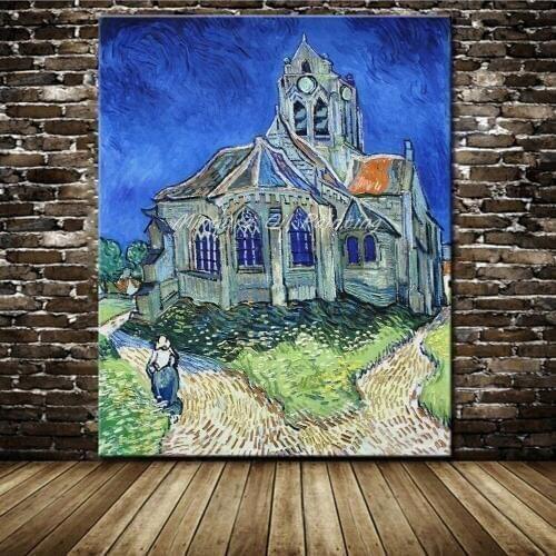 Unframe Church at Auvers Vincent Van Gogh Hand Painting Reproduction Oil Painting On Canvas Wall Art Picture For Home Decoration