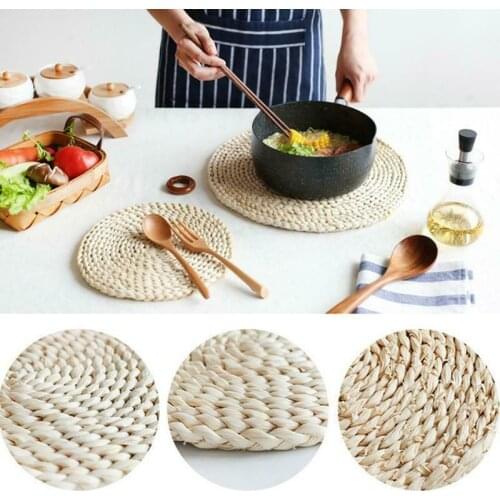 Dining Table Mat Corn fur woven Heat Insulation Pot Holder Round Coasters Coffee Drink Tea Cup Table Placemats Mug Coaster