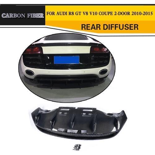 Matt Gloss Carbon Fiber Racing Rear Bumper Diffuser Lip for Audi R8 V8 V10 Coupe 2 Door 2010 - 2015 Convertible Black FRP