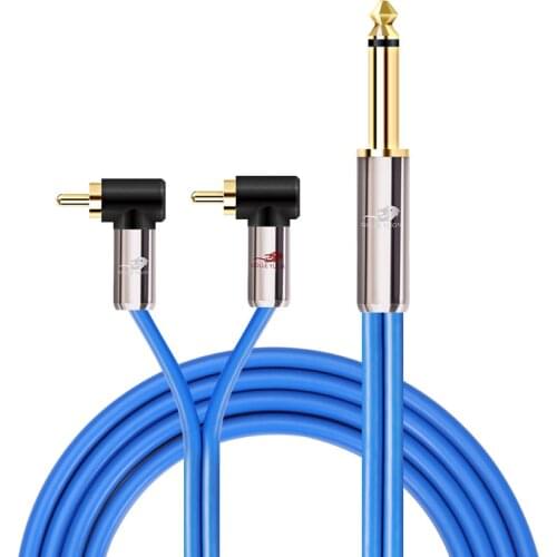 1/4 Inch TS Mono 6.35mm Jack to Dual RCA Male Audio Cable for Mixer Guitar Amplifier Speaker Splitter Y Shielded Cords