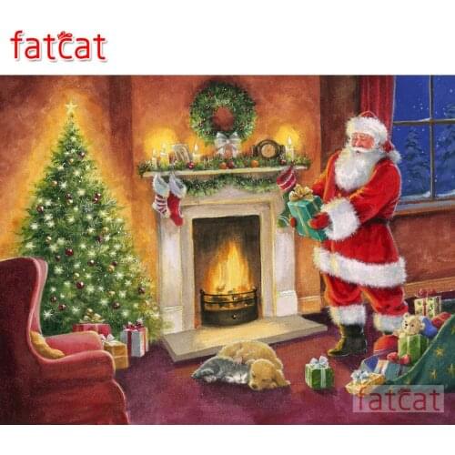FATCAT 5d diy diamond painting santa claus full square round drill diamond embroidery sale christmas evening decoration AE2335