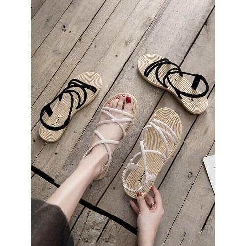 Popular Sandals 2021 New Womens Summer Flat Fairy Style Online Red Ins Trendy Super Popular Student Roman Style Shoes