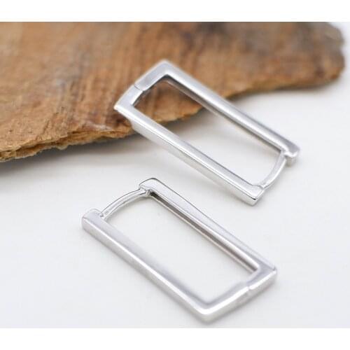 S925 silver simple rectangular earrings temperament net red exquisite earrings Japanese and Korean temperament geometric earring