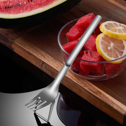 Cut Melon Tool Slicer cutter stainless steel household Watermelon diced divider Fruit Cutting Fork Spoon Kitchen gadgets 2021