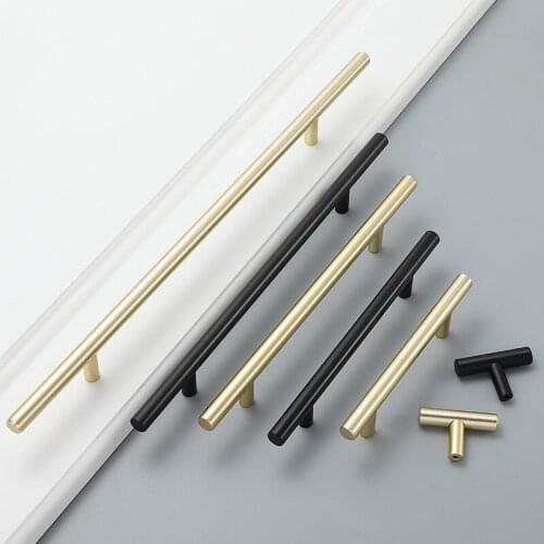 Black Gold Cupboard Handle Brushed Stainless Steel Kitchen Cabinet Door Knob Furniture Drawer Pull Hardware Pulls Bar Handle