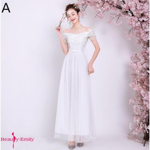 Beauty Emily Sexy Halter Neck Tulle A-line Bridesmaid Dress 2019 Sleeveless Floor-Length 4 Colors Available Wedding Guest Dress