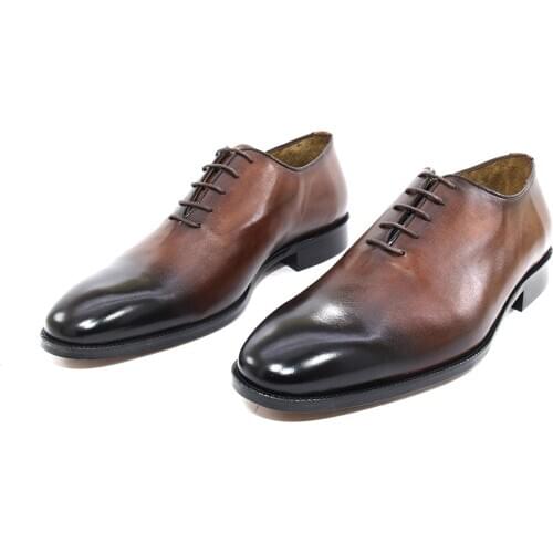SHENBINS Wholecut Brown Oxford Shoes with Genuine Leather Soles, Full Leather Insoles, Premium Handmade Classic Footwear