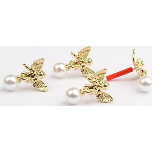 Zinc Alloy Golden Angel Pearl Base Earring Connector 16*22mm 6pcs/lot DIY Fashion Earring Accessories