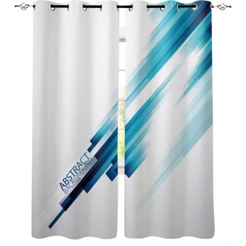Modern Curtains for Living Room Straight Rectangle Blue Line Art Bedroom Kitchen Curtain Home Decoration Window Drapes