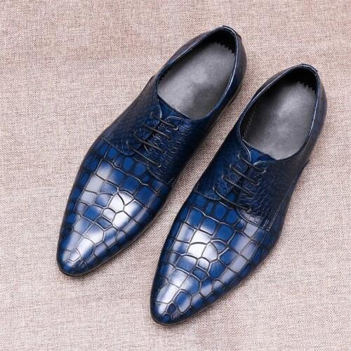 Crocodile Leather Formal Business Shoes for men Flat heel Cow Wedding Party Dress Shoes Size 45