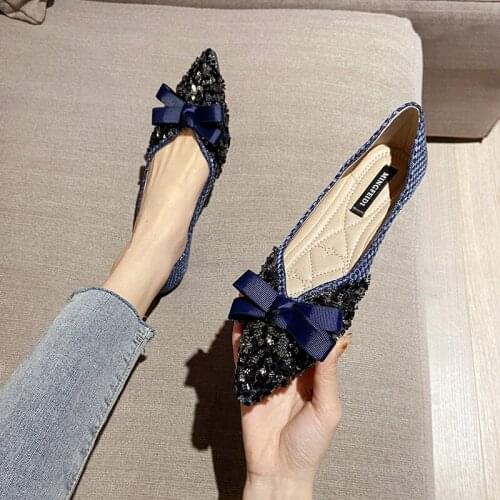 Casual Women Flats Rubber Shoes Black Comfortable Ladies Office femme Party Pointed Toe Shoes zapatos de mujer Spring/Autumn